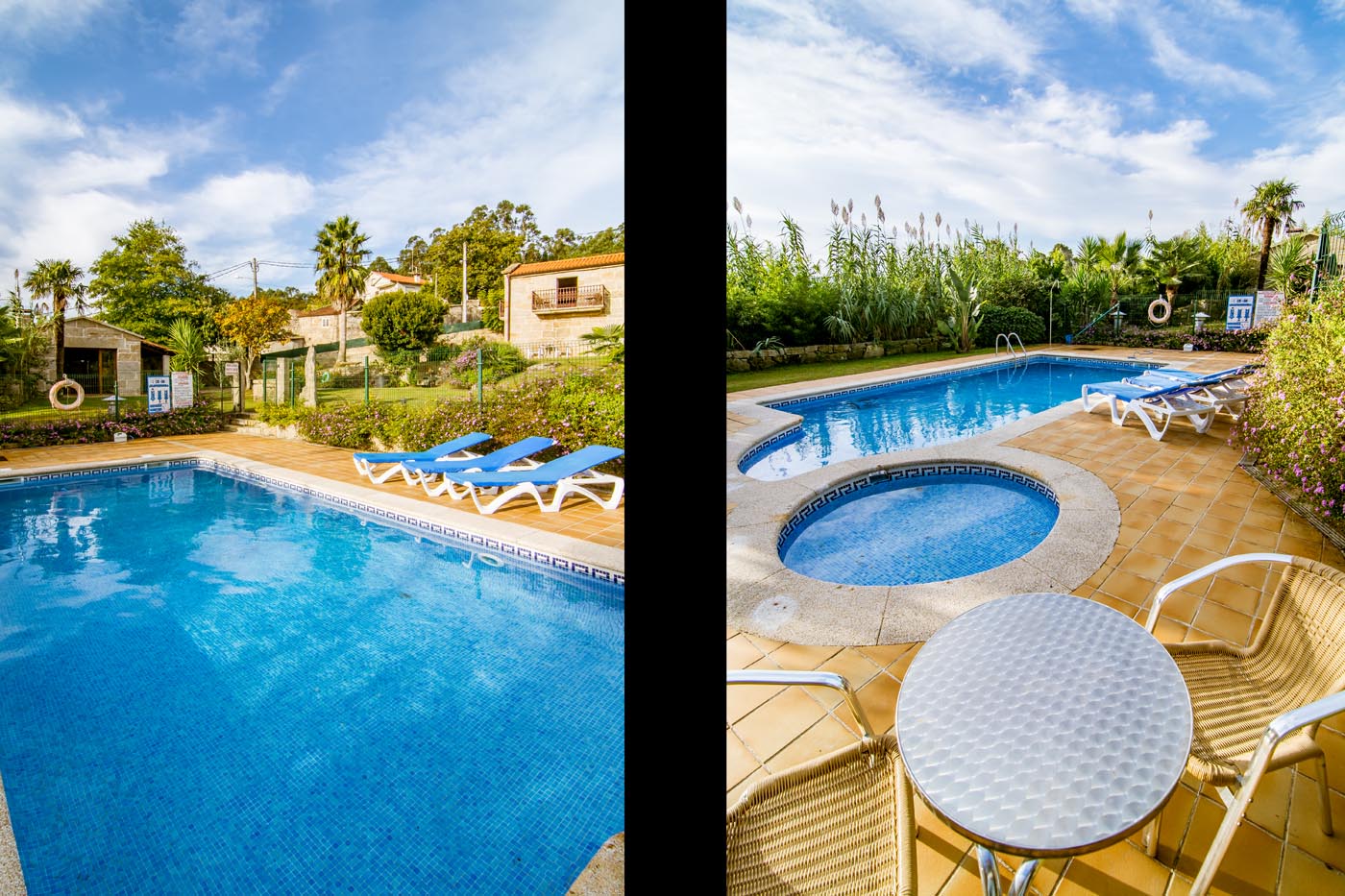 Private pool with safety features and loungers