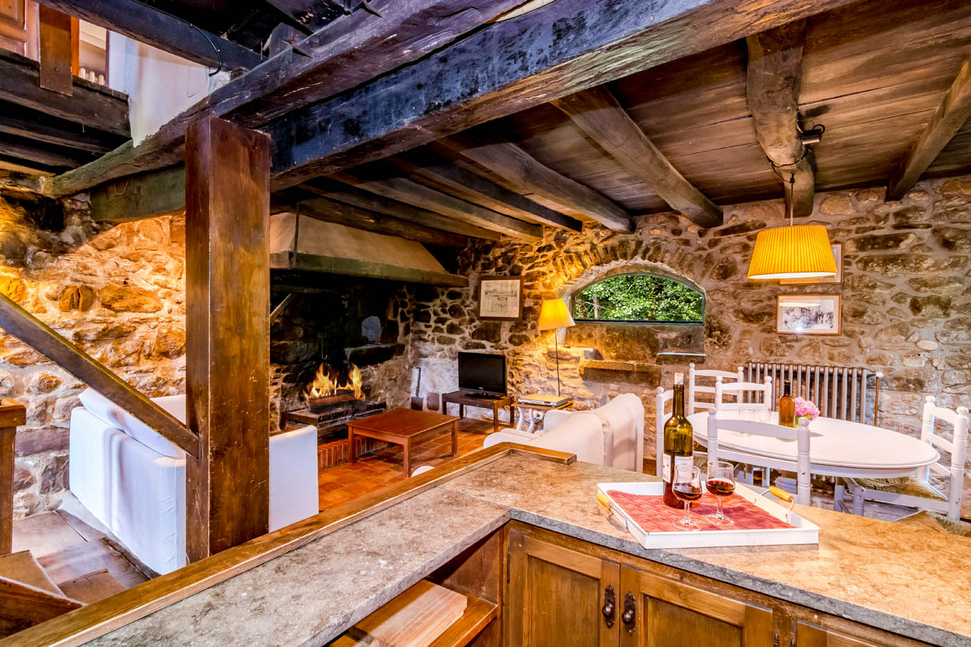 Kitchen on ground floor is not very bright but charming!