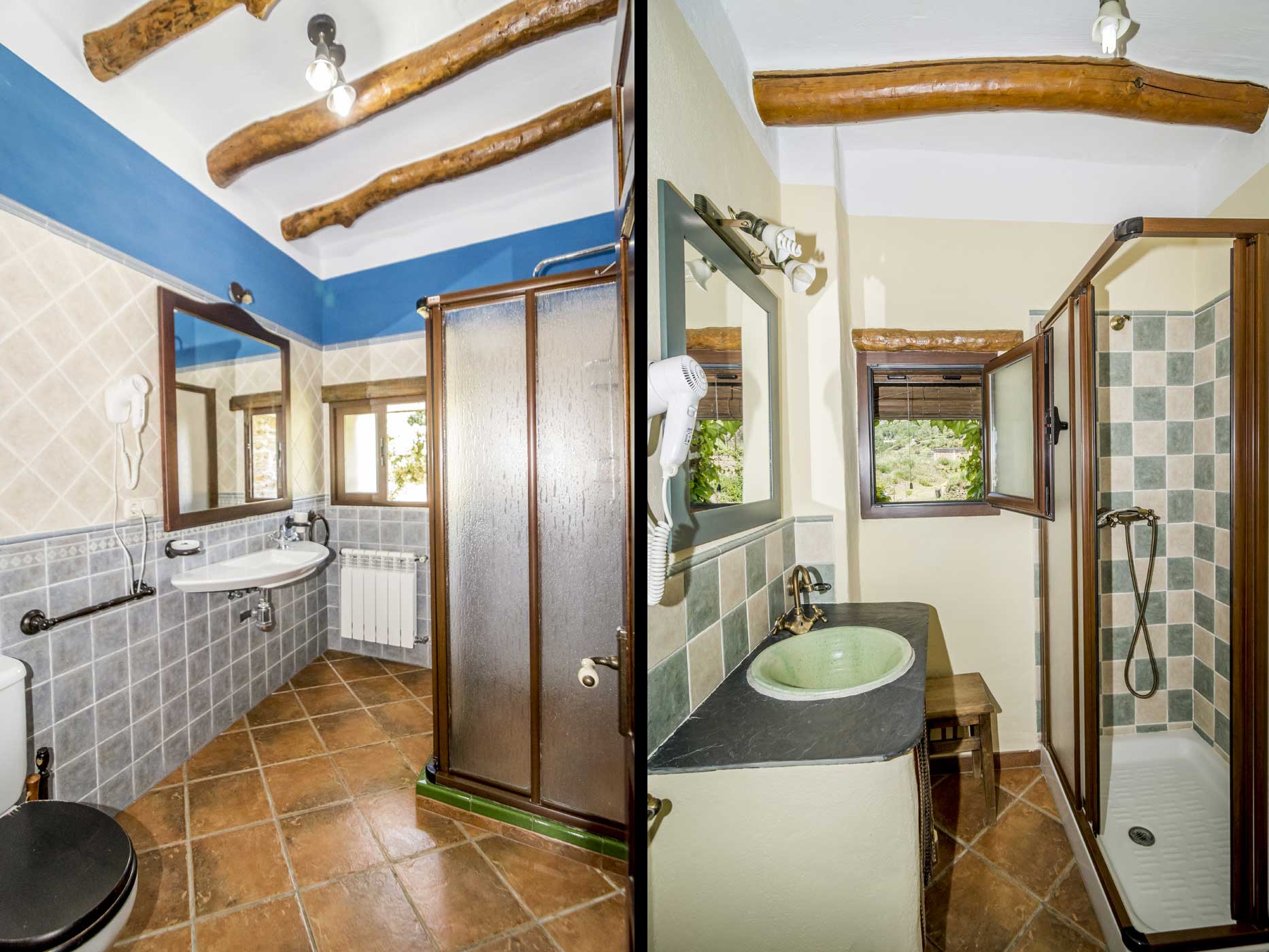 Los baños son limpios y prácticos.