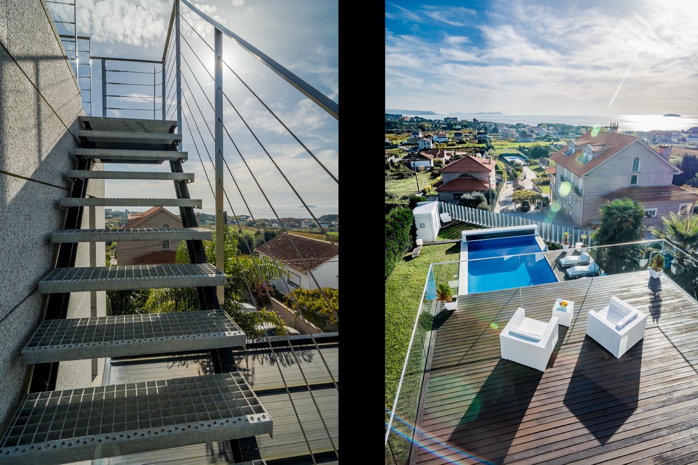 escaleras que dan acceso al solarium el 2 ° piso