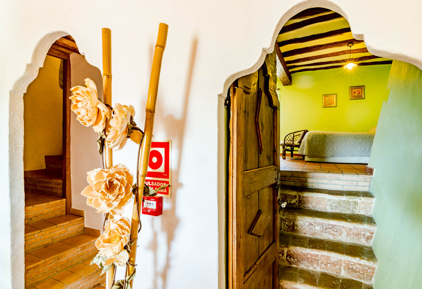 A few steps to ensuite double bedded room