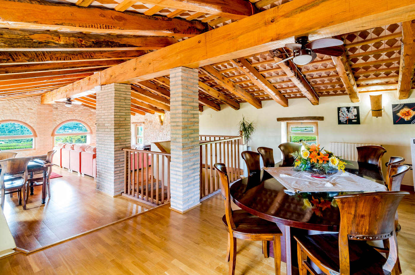 Attic room has additional tables with chairs