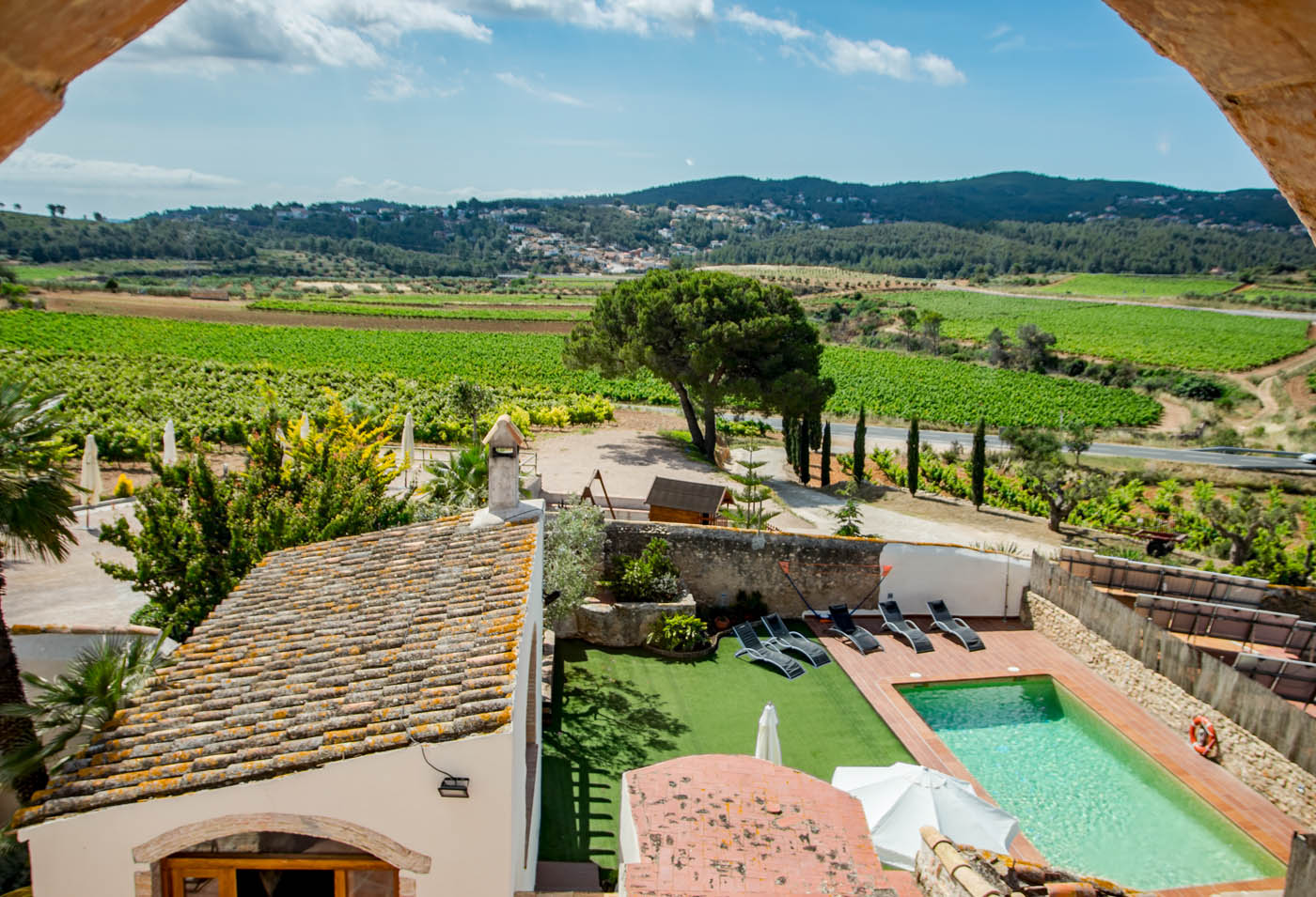 The pool area seen from the 1st floor