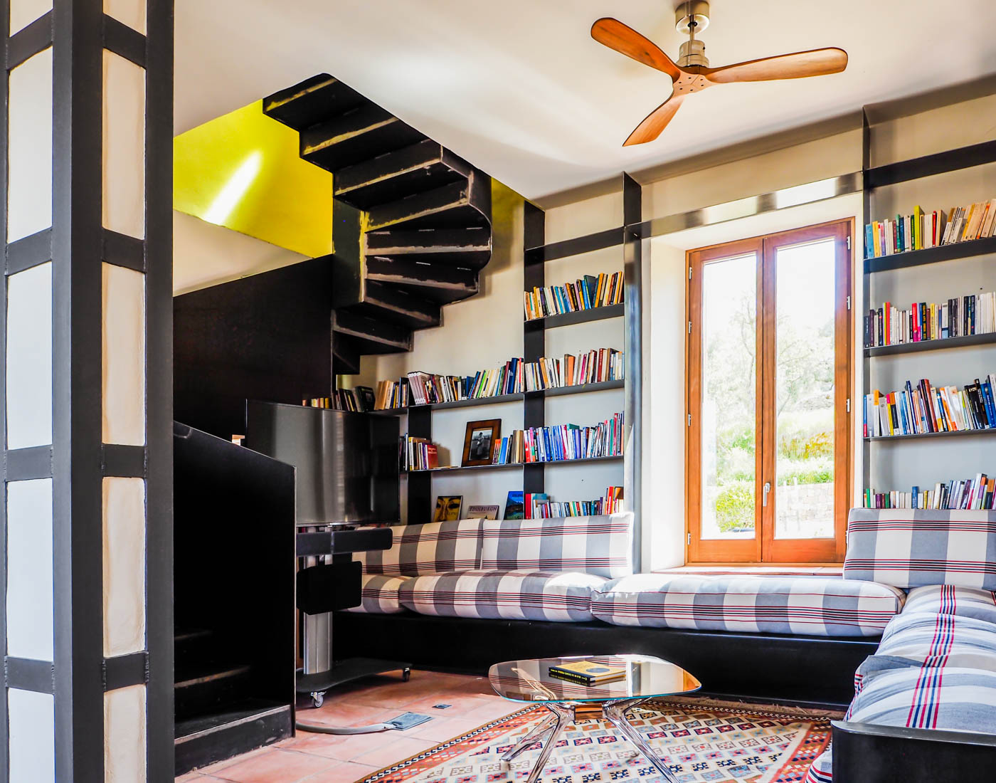 Living area with library