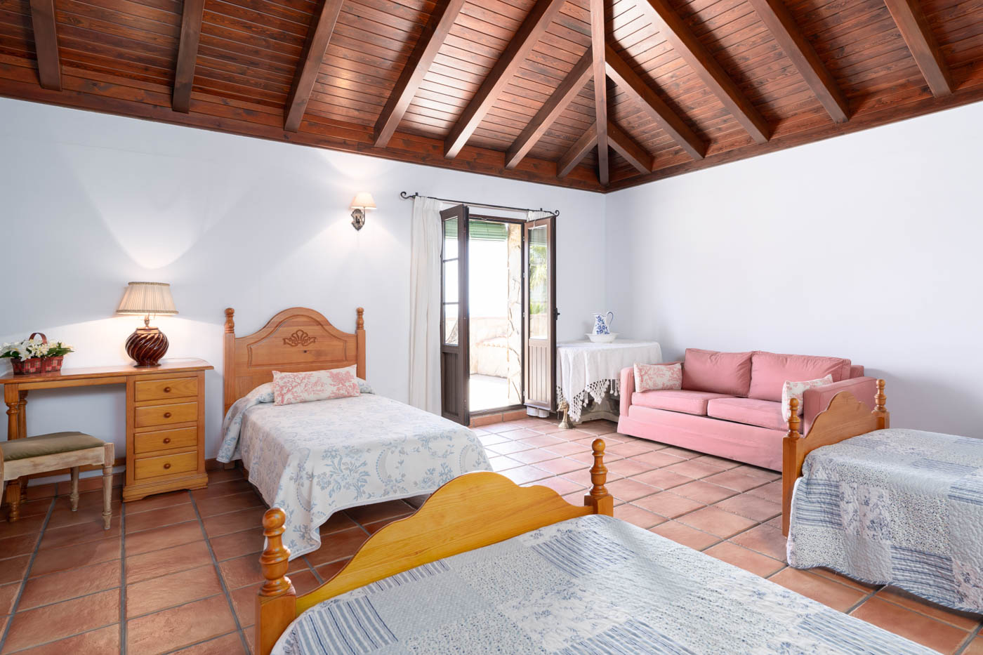 Attic room (triple bedded) with doors to terrace