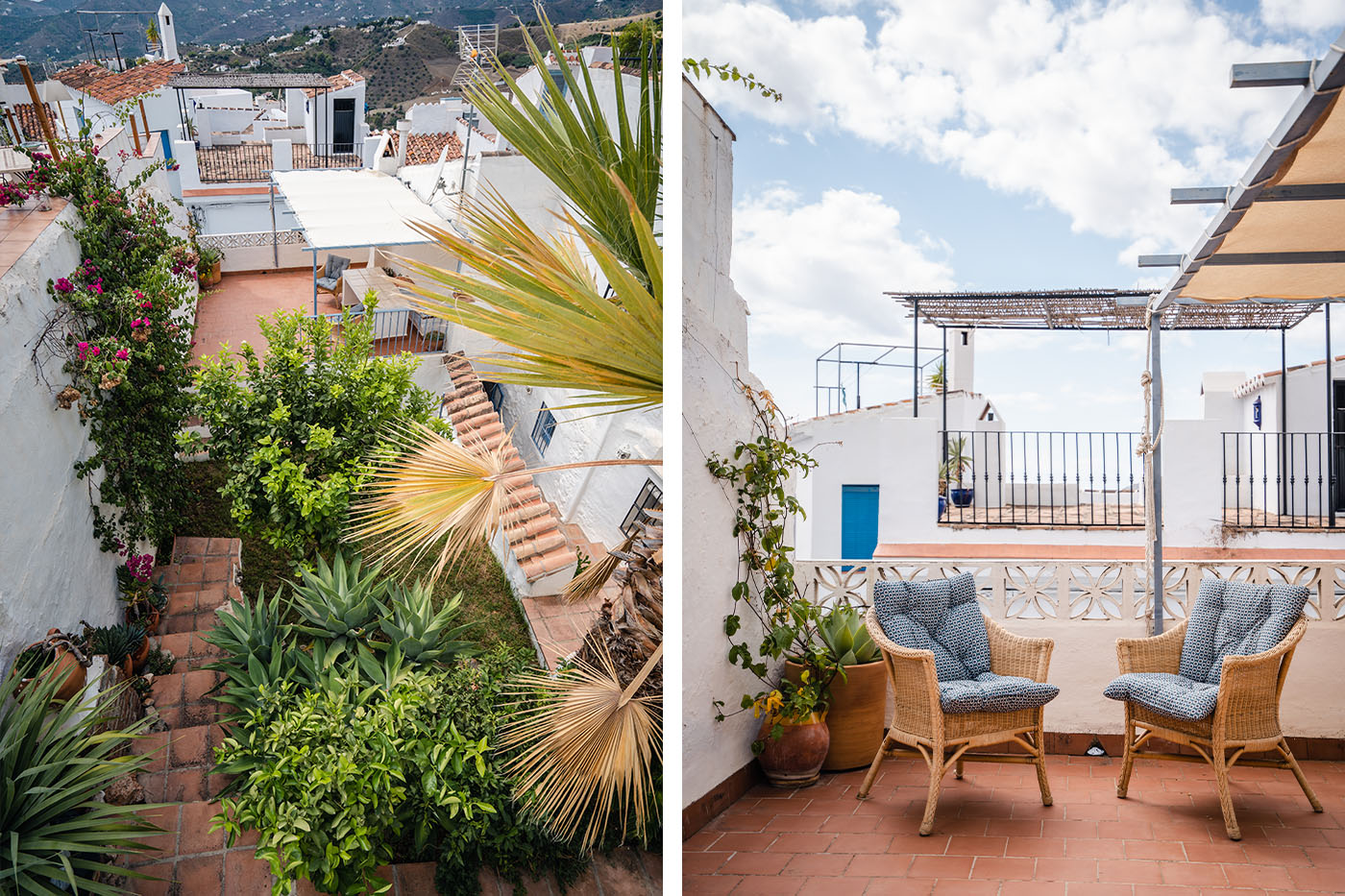 Hay dos terrazas con sombra