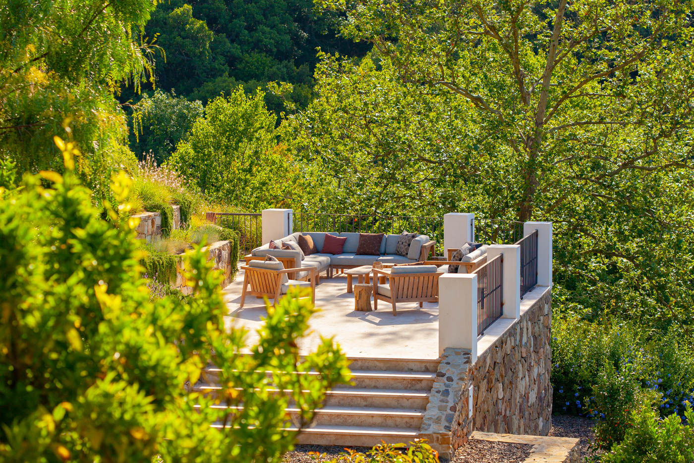 Furnished terrace next to pool area 