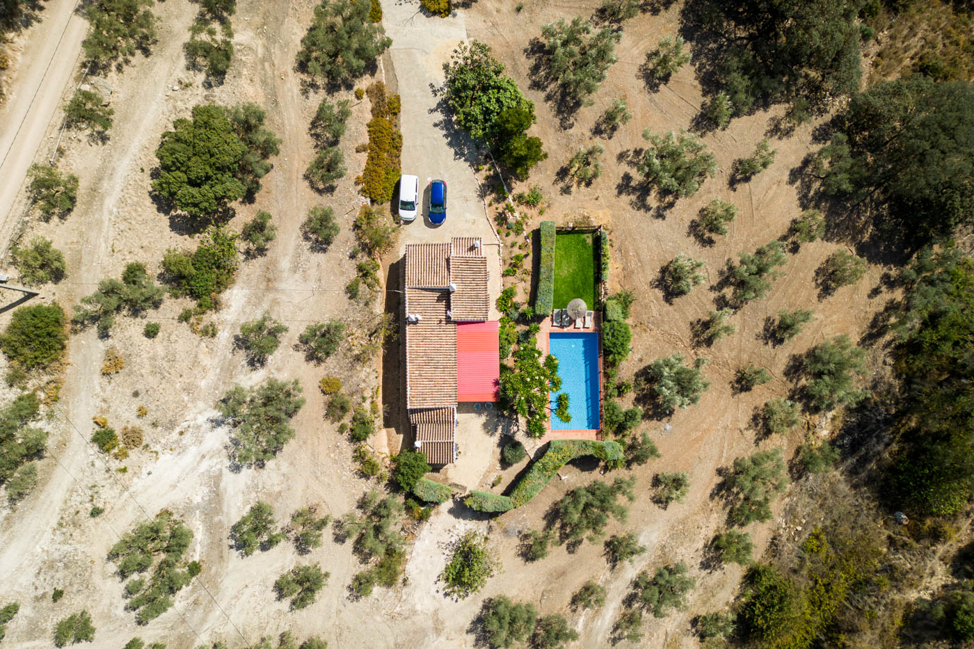 La villa vista desde un drone