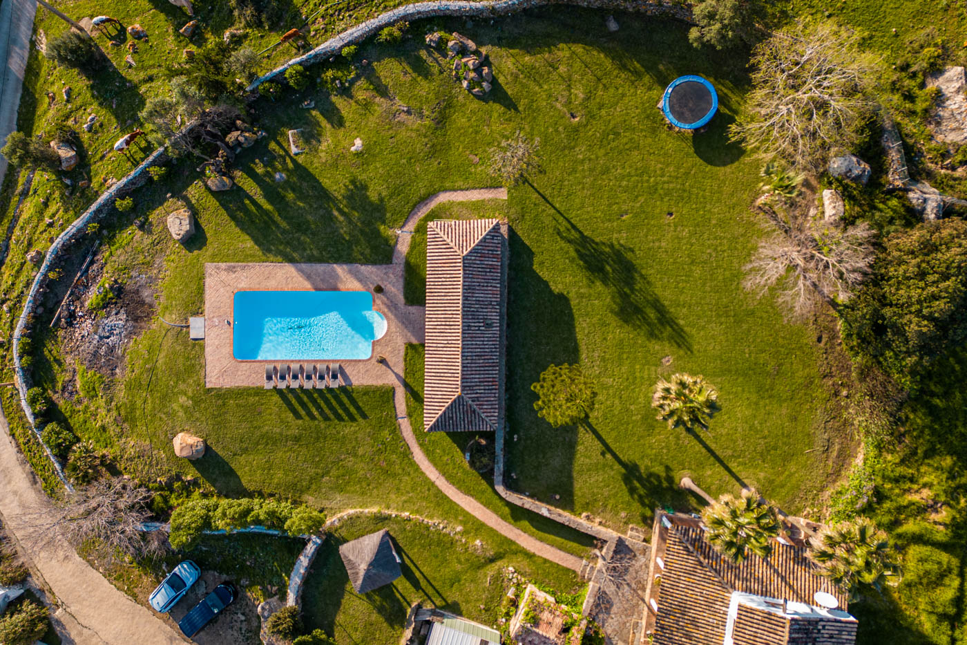 House, garden porch, swimming pool and gardens