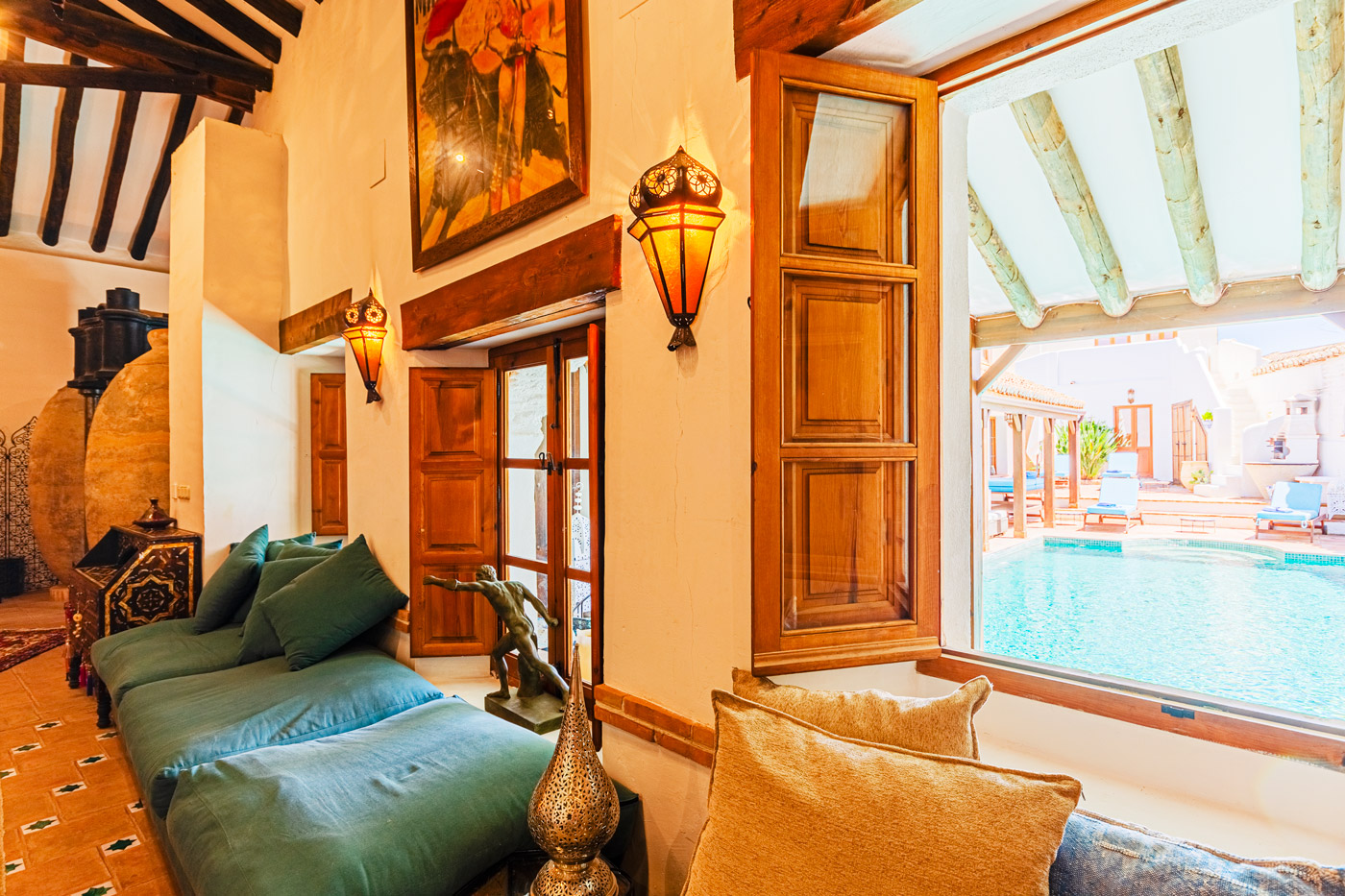 Pool area seen from lounge