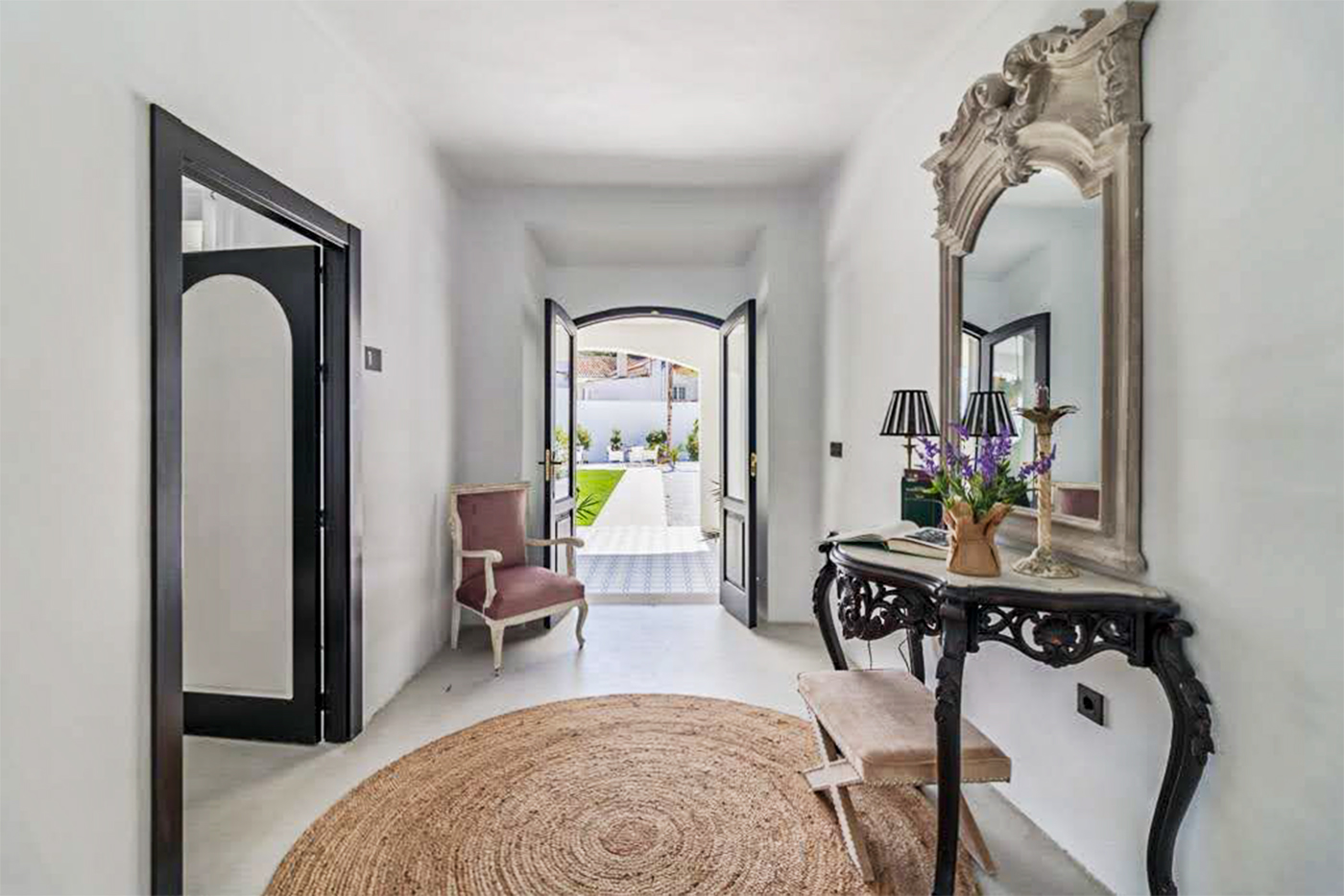 Hallway to gardens and pool area