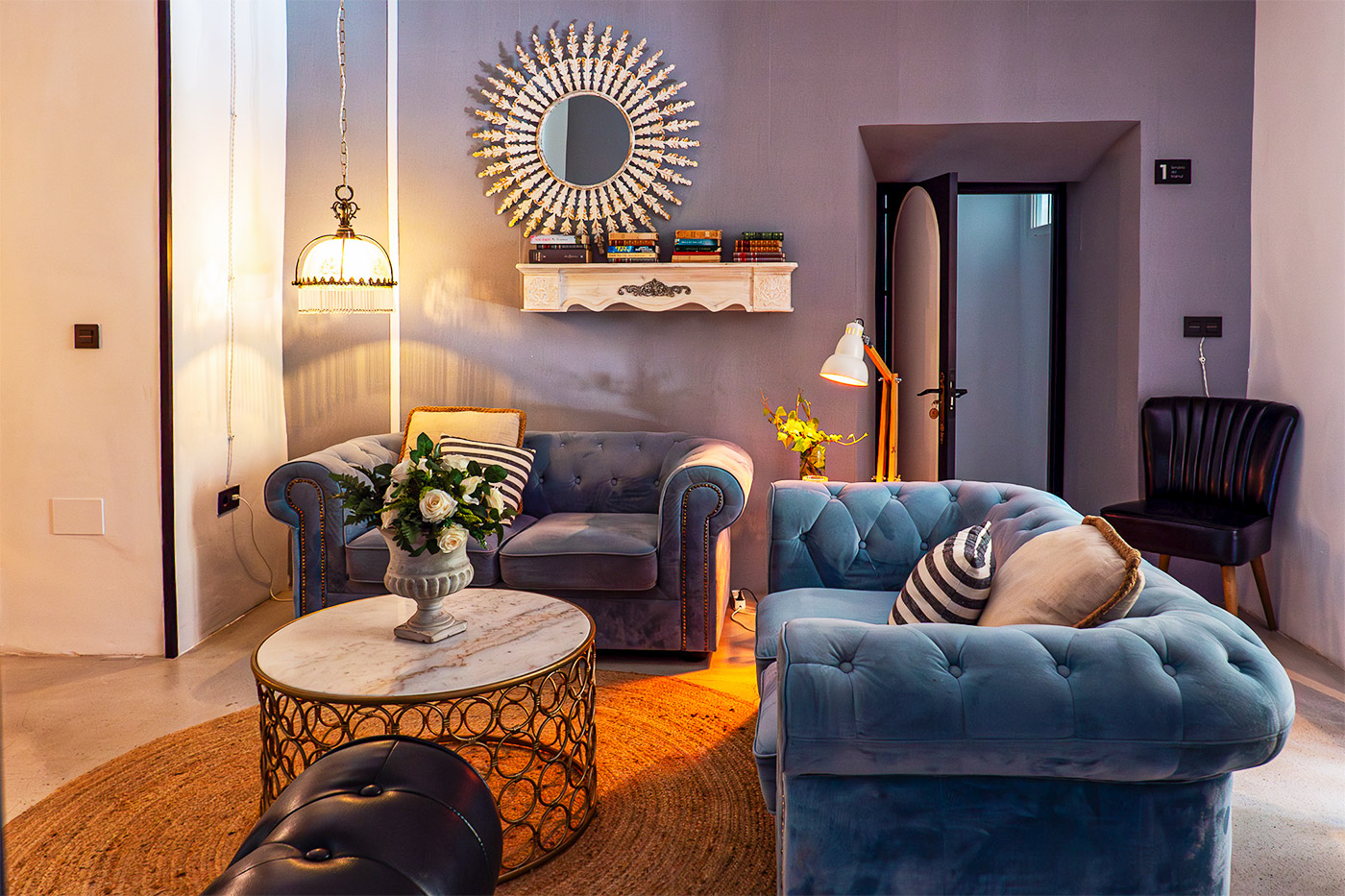 Different stylish living areas (blue living area)