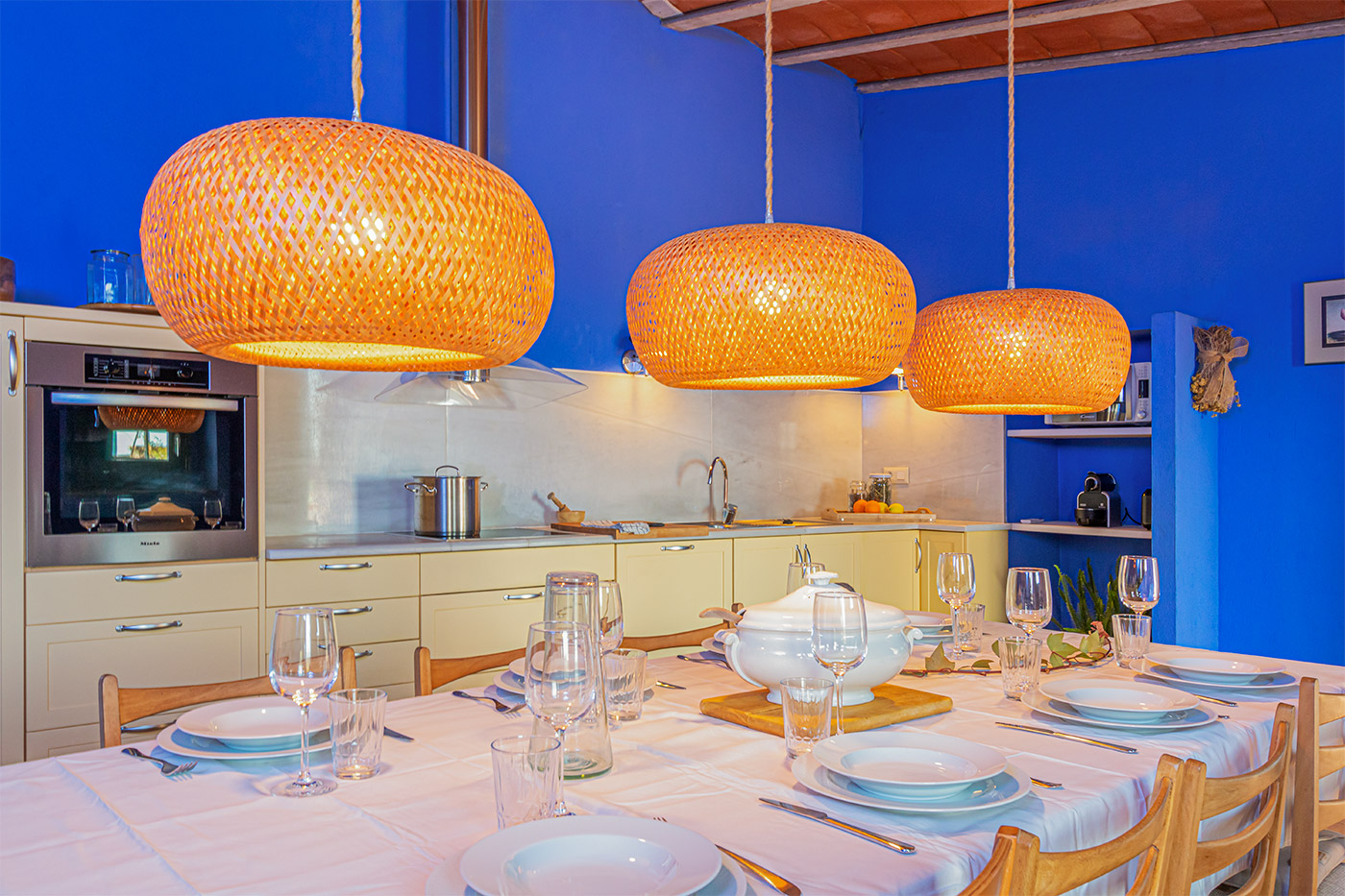 Main kitchen also has dining table