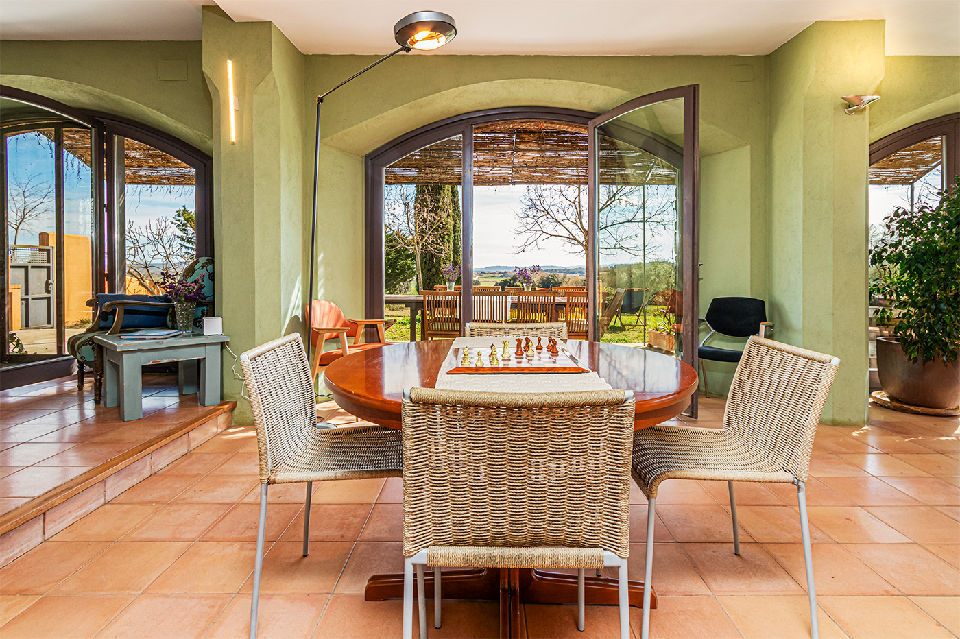 Different indoor and outdoor furnished areas