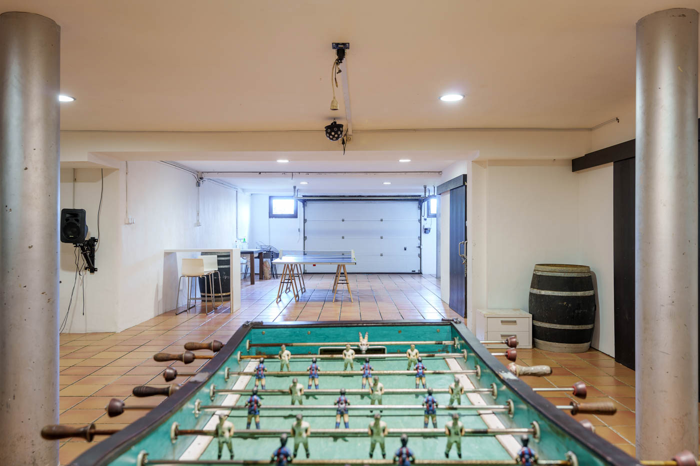 Basement with family games