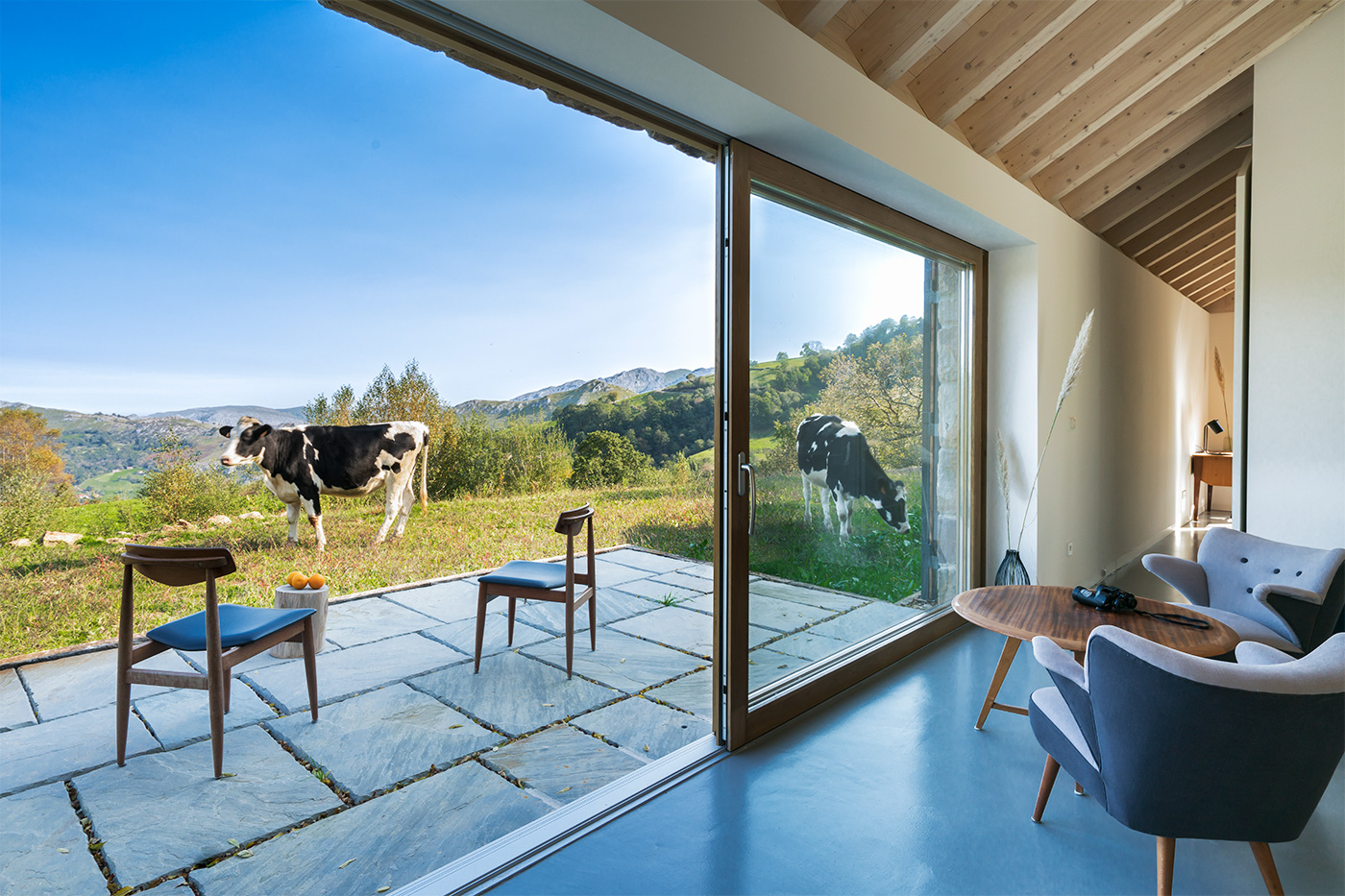 Massive glass planel sliding doors