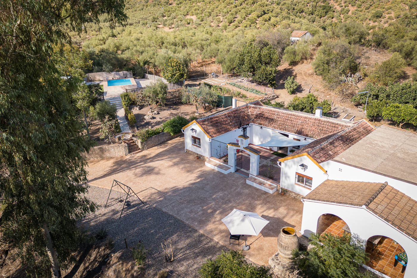 Your villa with the pool area on the left