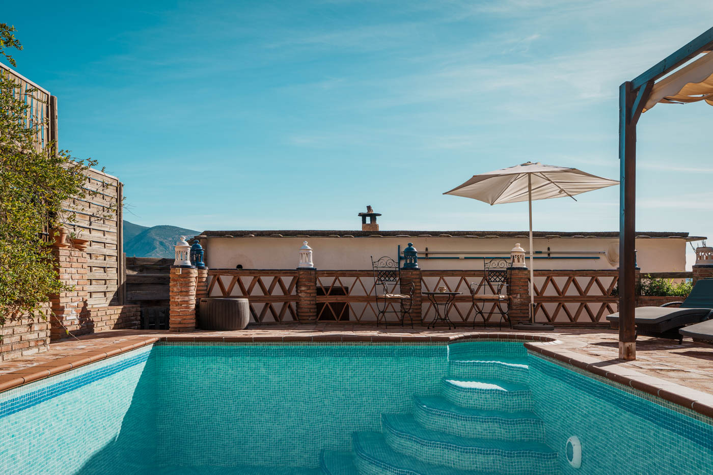 Private pool on a terrace above the house