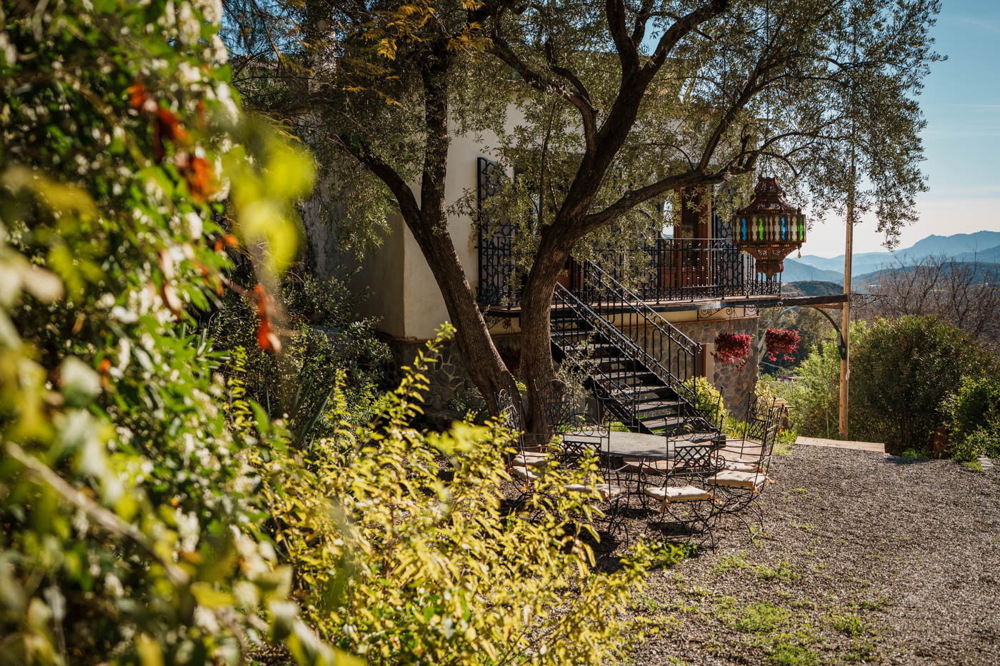 Stairs from first floor to gardens