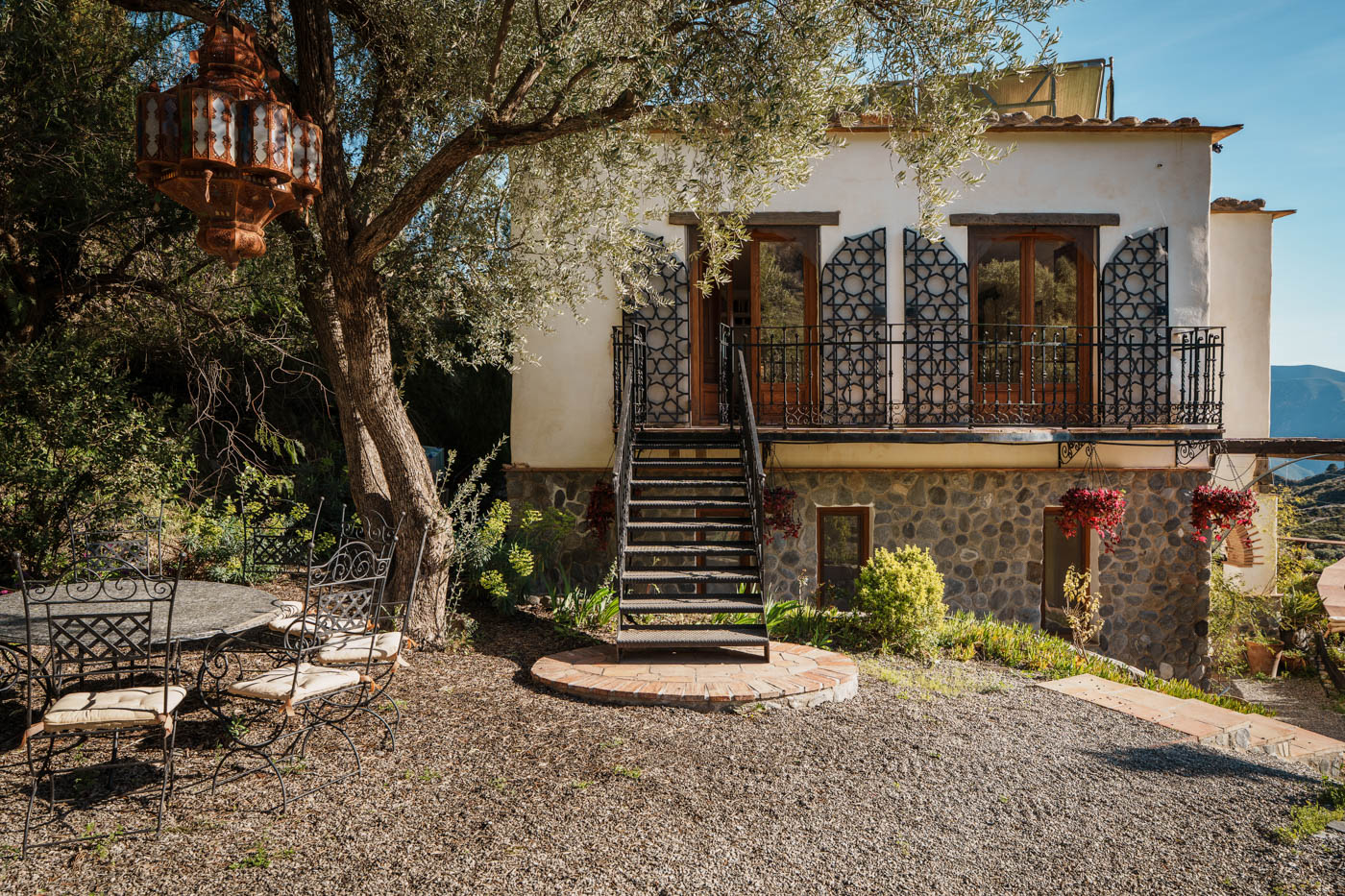 Living room on first floor with stairs to gardens