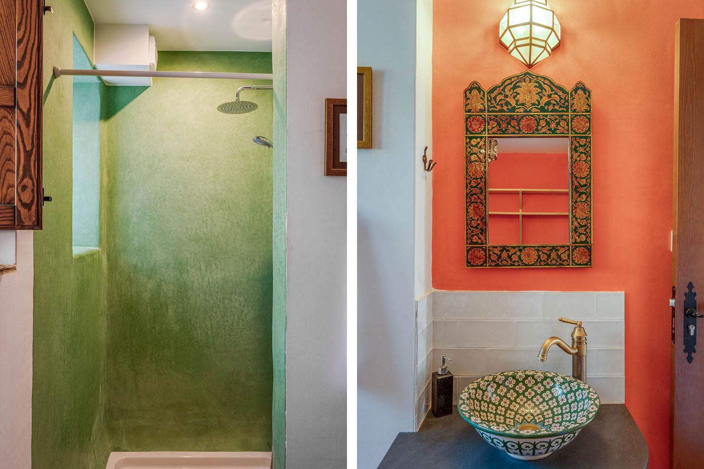 Bedroom with just walk-in shower and sink