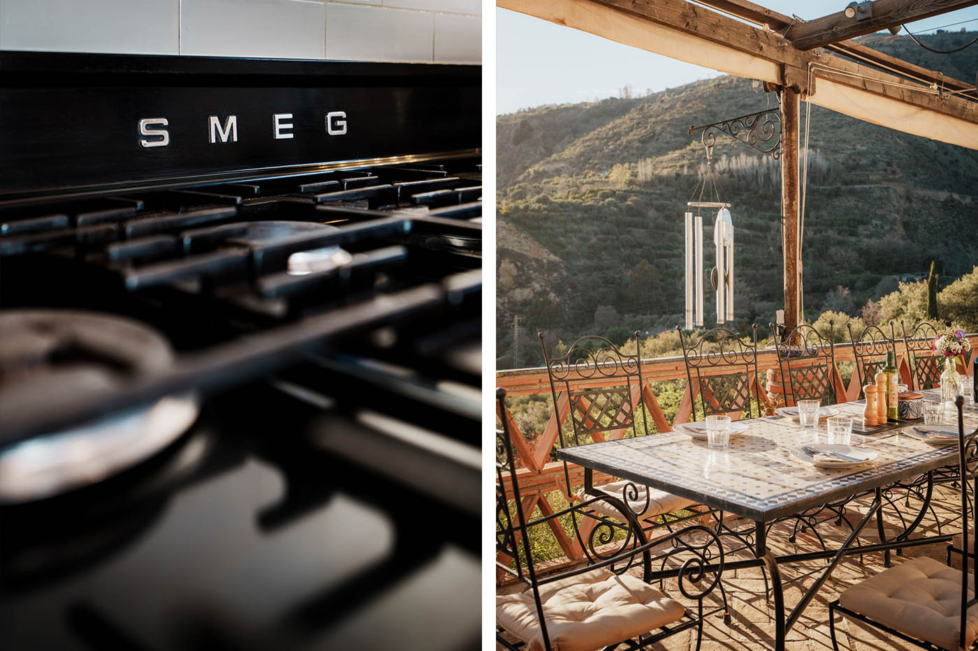 The furnished terrace is next to kitchen