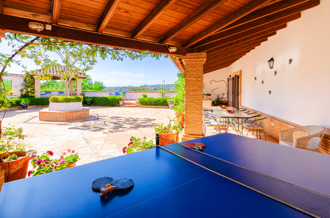 Table tennis by front patio / porch