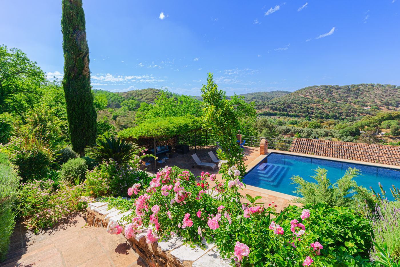 The pool seen from the house