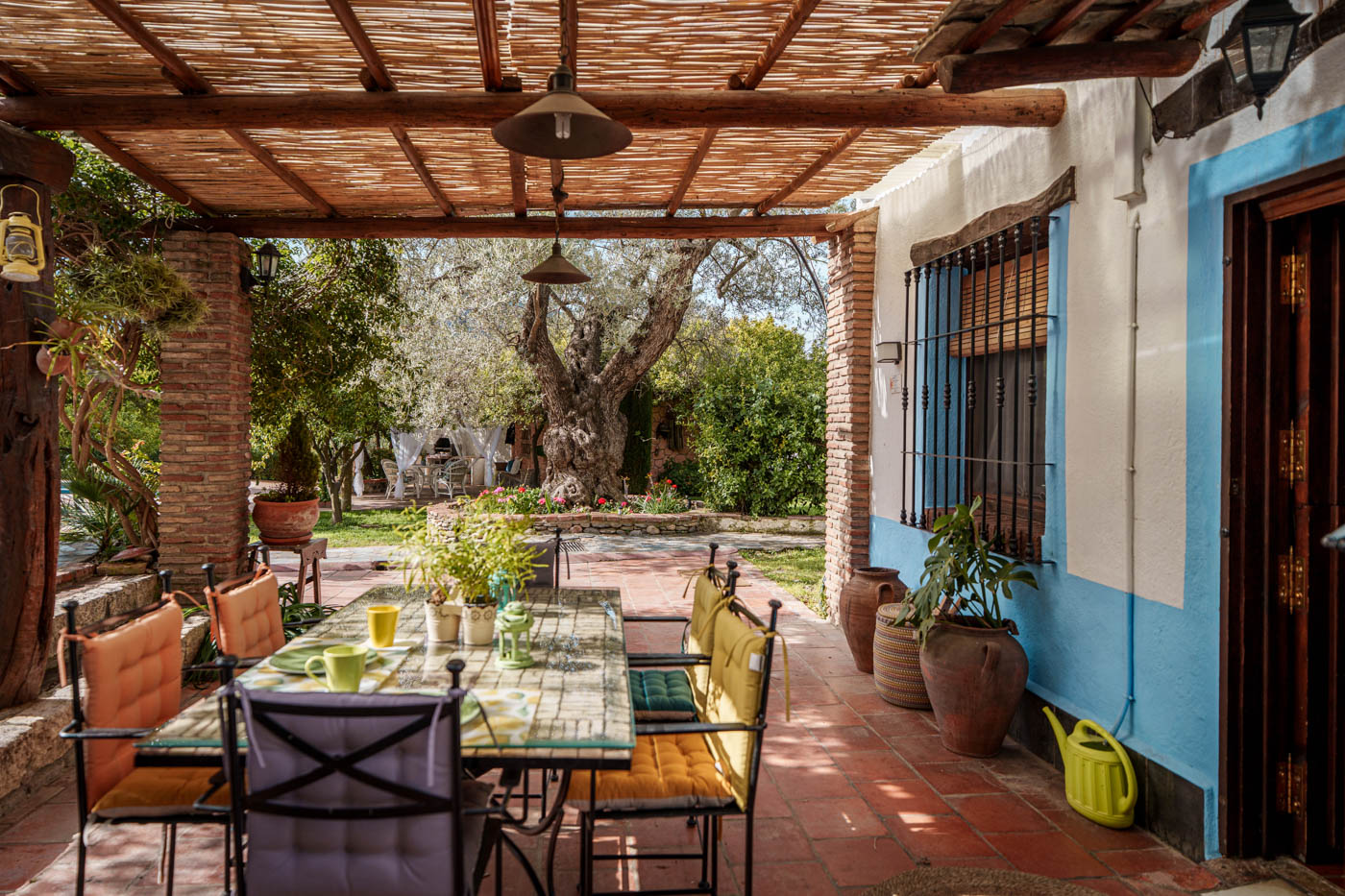 Outdoor meals directly outside the house