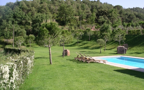 Tumbonas junto a la piscina