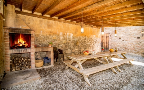 Pergola with built-in barbecue