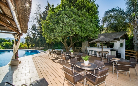 New wood deck and pool bar