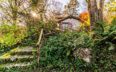 Escalones para acceder a zona de barbacoa