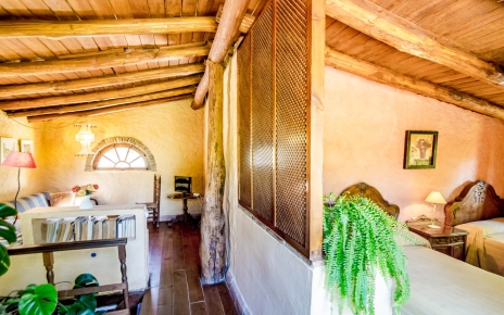 Open plan twin bedded room / lounge