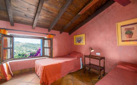 Twin bedded room on attic floor