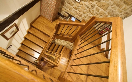Solid wooden staircase