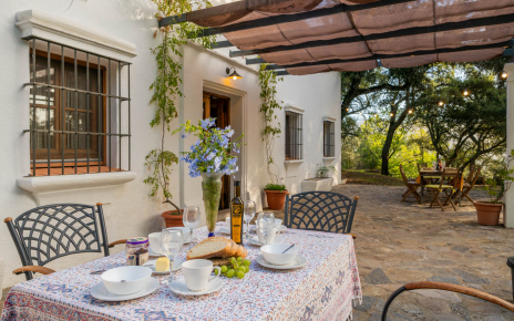 Breakfast table on south terrace