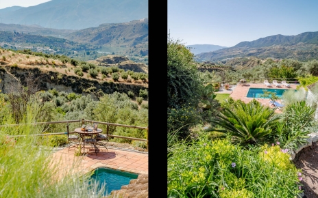 Piscina vista desde los jardines de la planta superior
