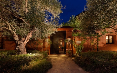 Entering your villa at night from parking area