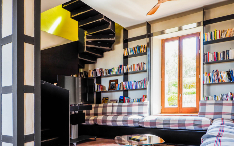 Living area with library