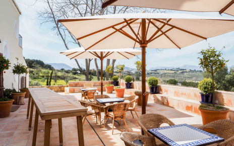 Terrace with parasols