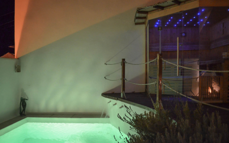 The Finnish sauna next to pool