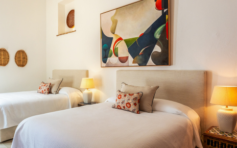 Twin bedded room with access to terrace