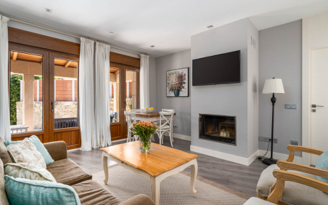 Living area with doors to porch