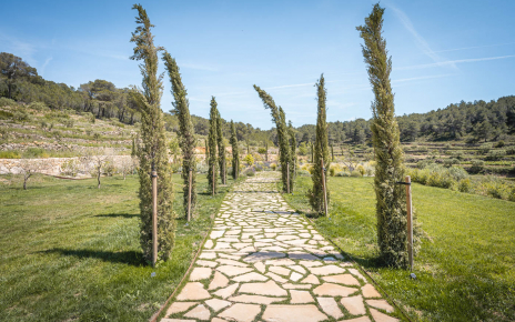 Walking along the landscaped Mediterranean gardens