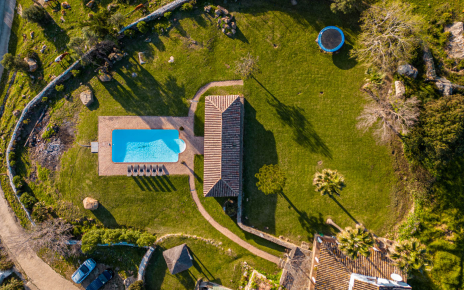 House, garden porch, swimming pool and gardens