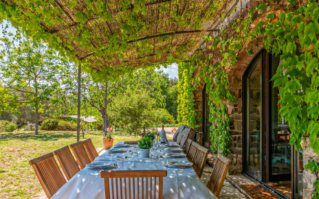 Pergola by the house and gardens