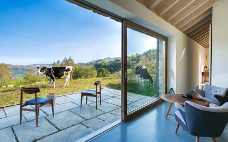 Massive glass planel sliding doors