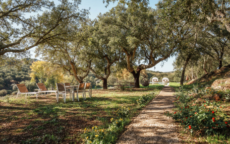 Camino a zona de piscina desde la casa