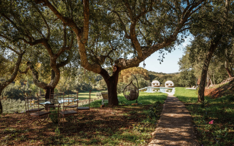 Zonas de relax de camino a la piscina